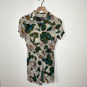 Reformation Floral Print Button Down Collared Romper Size Small